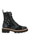 Baldinini Woman Ankle Boots Black Size 8 Calfskin, Textile Fibers In Black