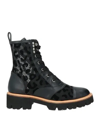 Baldinini Woman Ankle Boots Black Size 8 Calfskin, Textile Fibers