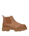 Baldinini Woman Ankle Boots Brown Size 6 Calfskin, Natural Raffia, Textile Fibers