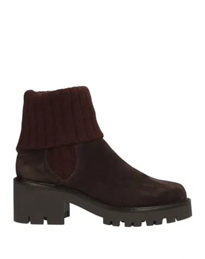 Baldinini Woman Ankle Boots Brown Size 8.5 Leather, Textile Fibers