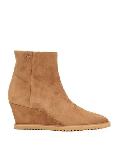 Baldinini Woman Ankle Boots Camel Size 11 Leather In Beige