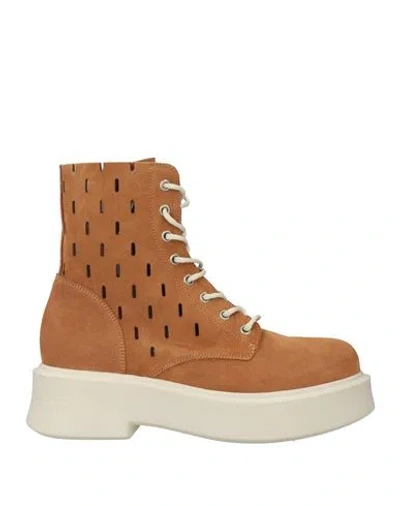 Baldinini Woman Ankle Boots Camel Size 8 Leather In Brown