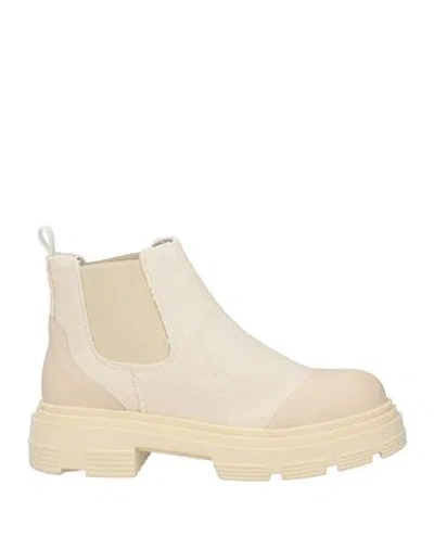 Baldinini Woman Ankle Boots Cream Size 8 Leather, Textile Fibers In Neutral