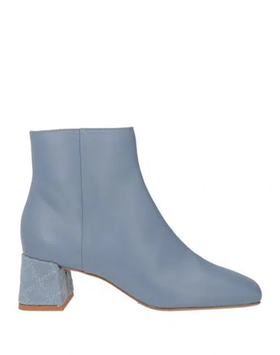 Baldinini Woman Ankle Boots Light Blue Size 9 Leather