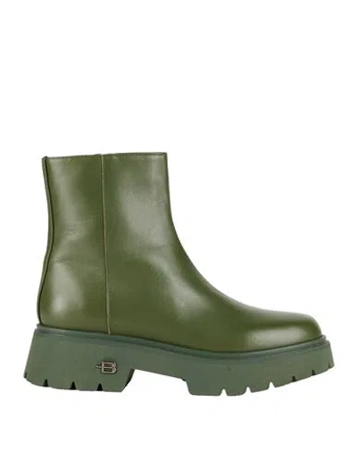 Baldinini Woman Ankle Boots Military Green Size 9 Cow Leather