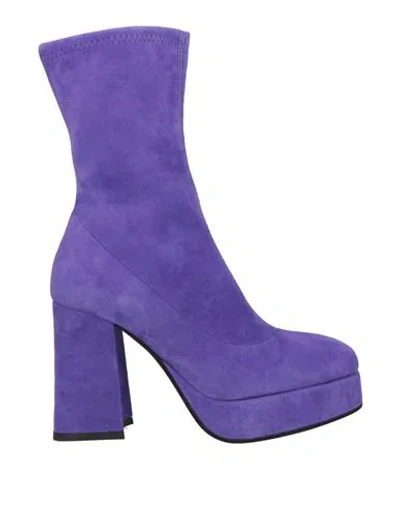 Baldinini Woman Ankle Boots Purple Size 6 Leather