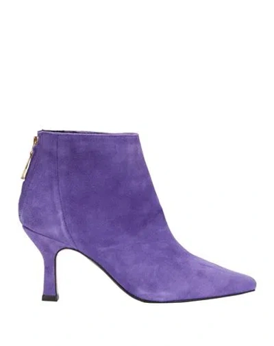 Baldinini Woman Ankle Boots Purple Size 8 Leather