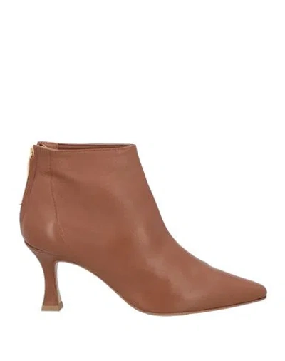 Baldinini Woman Ankle Boots Tan Size 11 Leather In Brown