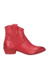 Baldinini Woman Ankle Boots Tomato Red Size 8 Calfskin
