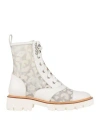 Baldinini Woman Ankle Boots White Size 10 Calfskin, Textile Fibers