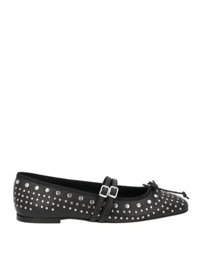 Baldinini Woman Ballet Flats Black Size 7 Leather