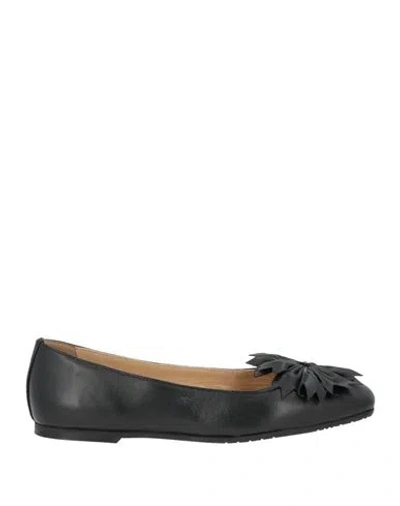 Baldinini Woman Ballet Flats Black Size 8 Leather