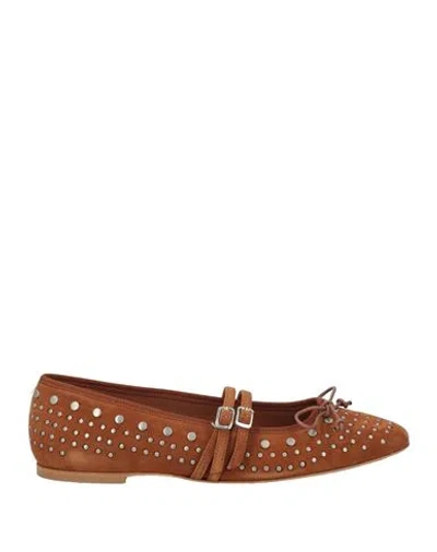 Baldinini Woman Ballet Flats Brown Size 8 Leather