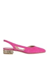 Baldinini Woman Ballet Flats Fuchsia Size 7 Leather In Pink