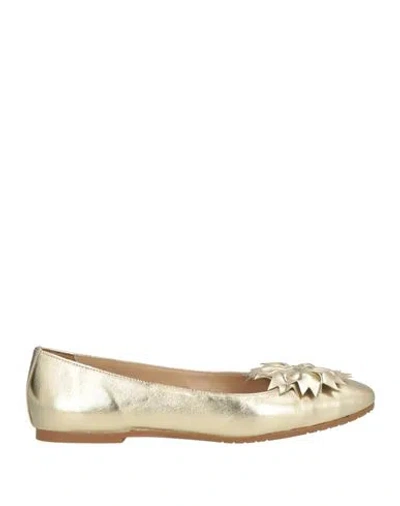 Baldinini Woman Ballet Flats Gold Size 8.5 Leather