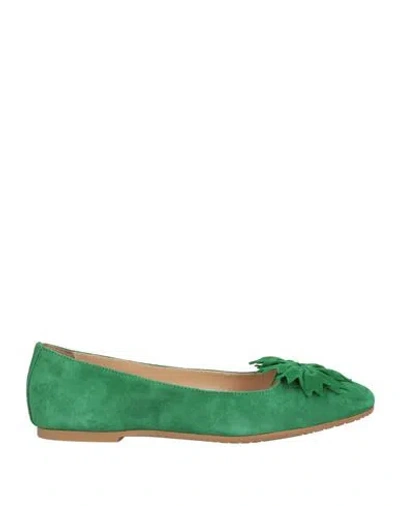 Baldinini Woman Ballet Flats Green Size 7.5 Leather
