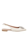 Baldinini Woman Ballet Flats Ivory Size 11 Soft Leather In White