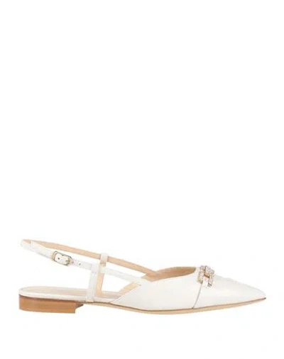 Baldinini Woman Ballet Flats Ivory Size 8 Leather In Multi