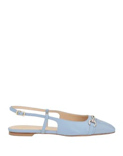 Baldinini Woman Ballet Flats Light Blue Size 8 Leather