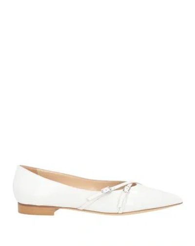 Baldinini Woman Ballet Flats Off White Size 8 Leather
