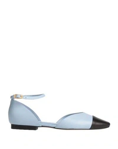 Baldinini Woman Ballet Flats Sky Blue Size 11 Soft Leather