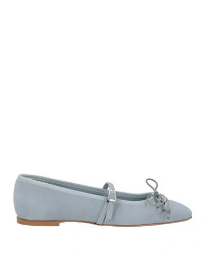 Baldinini Woman Ballet Flats Sky Blue Size 7 Leather