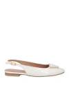 Baldinini Woman Ballet Flats White Size 6 Leather In White