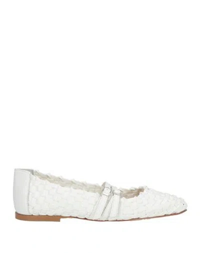 Baldinini Woman Ballet Flats White Size 9 Leather