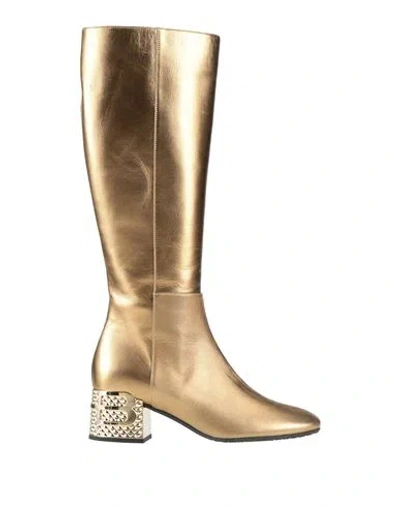 Baldinini Woman Boot Gold Size 7 Leather