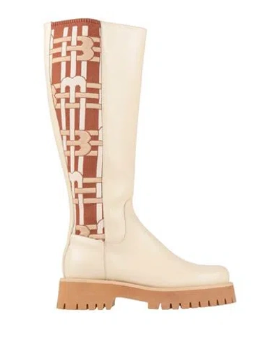 Baldinini Woman Boot Ivory Size 7 Leather, Textile Fibers In Neutral