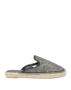 Baldinini Woman Espadrilles Black Size 8 Leather, Textile Fibers In Black