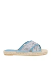Baldinini Woman Espadrilles Light Blue Size 8 Leather, Textile Fibers In Blue