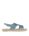 Baldinini Woman Espadrilles Pastel Blue Size 8 Leather In Blue