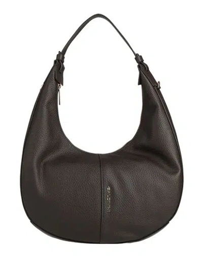 Baldinini Woman Handbag Dark Brown Size - Calfskin, Pvc - Polyvinyl Chloride