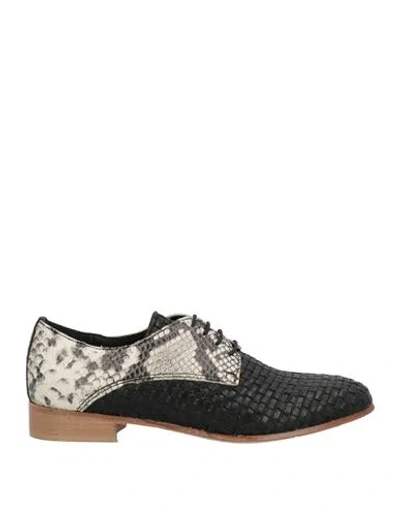 Baldinini Woman Lace-up Shoes Black Size 10 Soft Leather