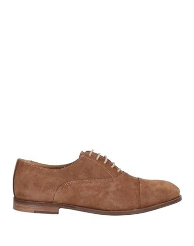 Baldinini Woman Lace-up Shoes Camel Size 6 Leather In Beige