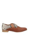 Baldinini Woman Lace-up Shoes Tan Size 10 Soft Leather In Brown