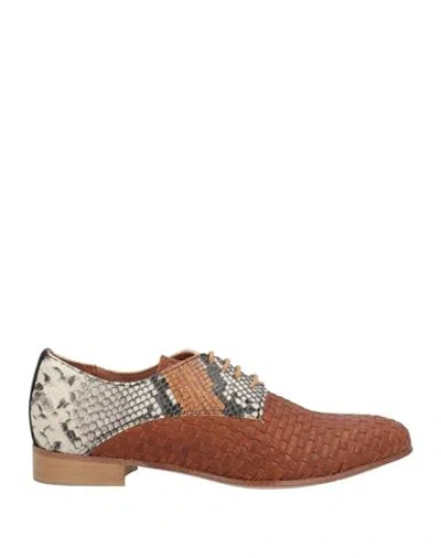 Baldinini Woman Lace-up Shoes Tan Size 10 Soft Leather In Brown