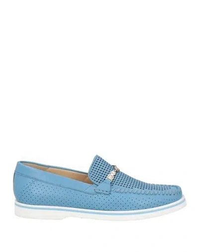 Baldinini Woman Loafers Azure Size 5 Leather In Blue