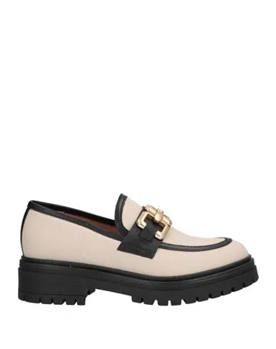Baldinini Woman Loafers Beige Size 11 Soft Leather, Textile Fibers
