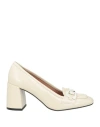 Baldinini Woman Loafers Beige Size 6 Leather In White