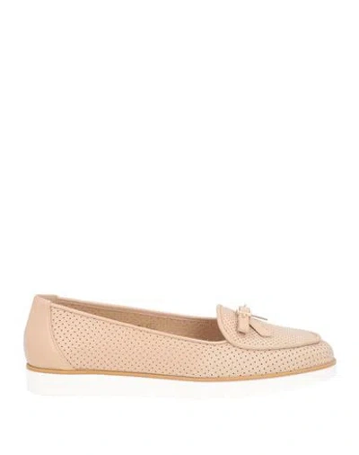 Baldinini Woman Loafers Blush Size 6 Leather In Neutral