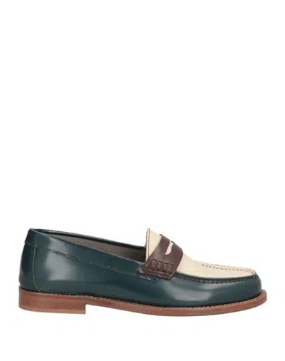 Baldinini Woman Loafers Deep Teal Size 6 Leather In Green