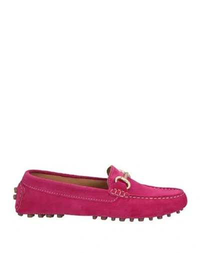 Baldinini Woman Loafers Fuchsia Size 6 Leather In Pink