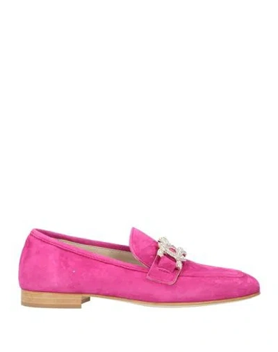 Baldinini Woman Loafers Fuchsia Size 6 Leather In Pink