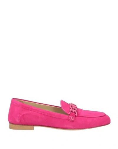 Baldinini Woman Loafers Fuchsia Size 6 Leather In Pink