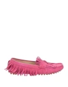 Baldinini Woman Loafers Fuchsia Size 8 Leather In Pink