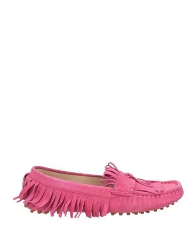 Baldinini Woman Loafers Fuchsia Size 8 Leather In Pink