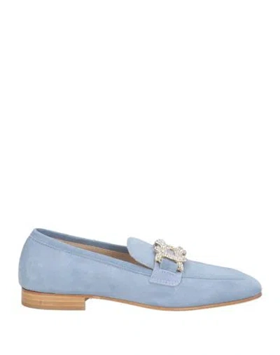 Baldinini Woman Loafers Light Blue Size 5 Leather