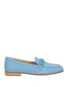 Baldinini Woman Loafers Light Blue Size 7.5 Calfskin